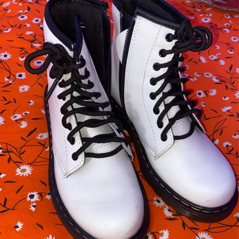 white dr. marten big kid 1460s